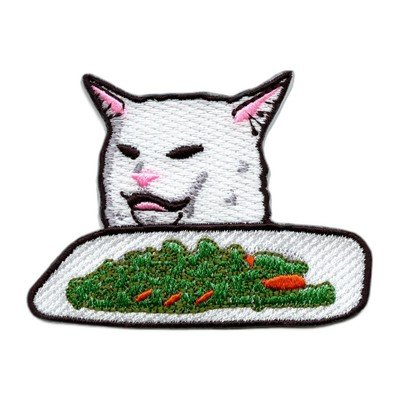 Meme-style embroidered patch