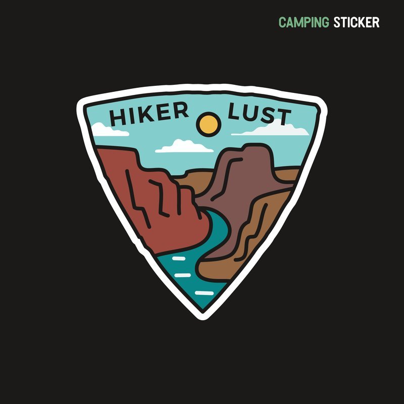Hiker Lust example badge artwork, design reference